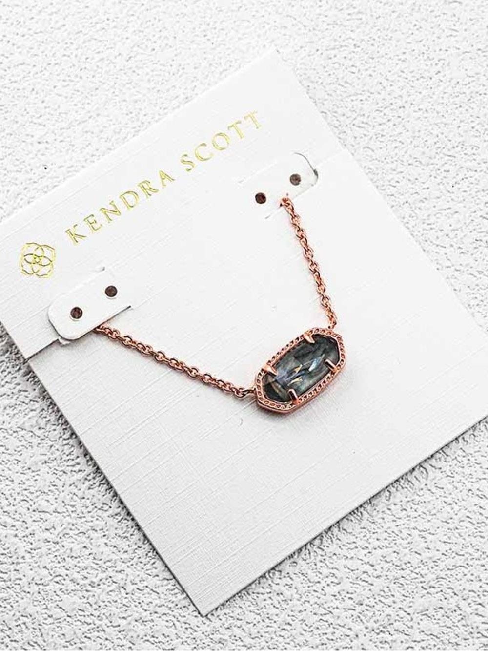 Kendra Scott Rose Gold Necklace with Gray Stone
